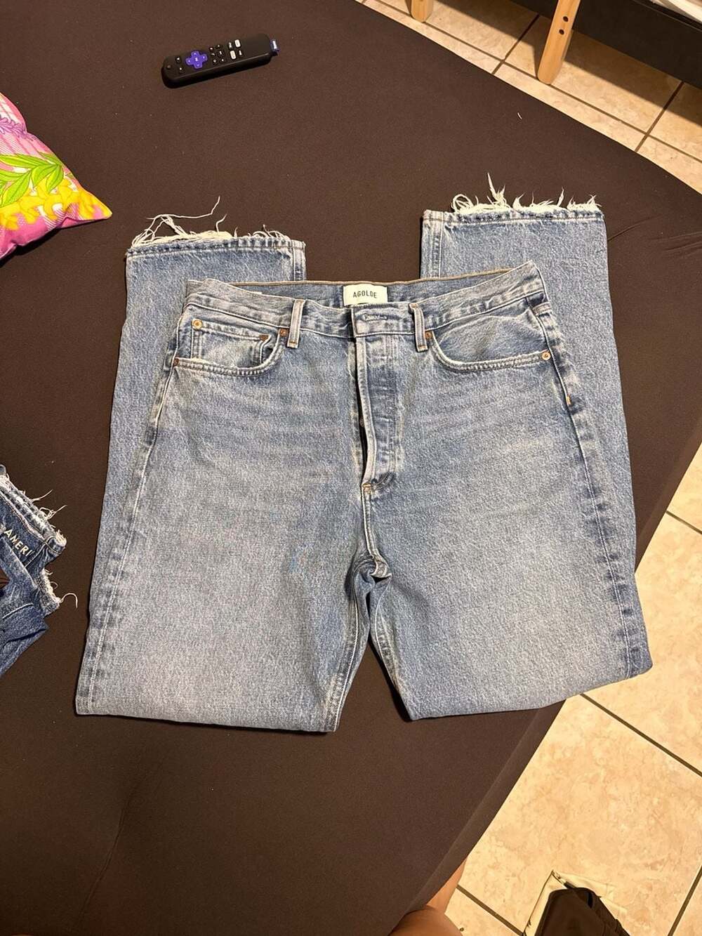 AGOLDE Fran High Rise Relaxed Straight Jeans in Reign Size 28
